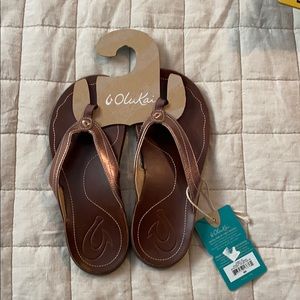 OluKai Rose Gold Flip Flops